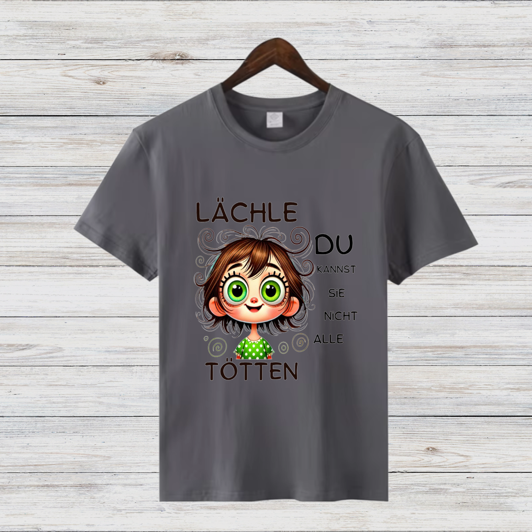 Lächel-Motiv T-Shirt | Humorvolles Statement | Lustige Weihnachten | Shirt für Frauen