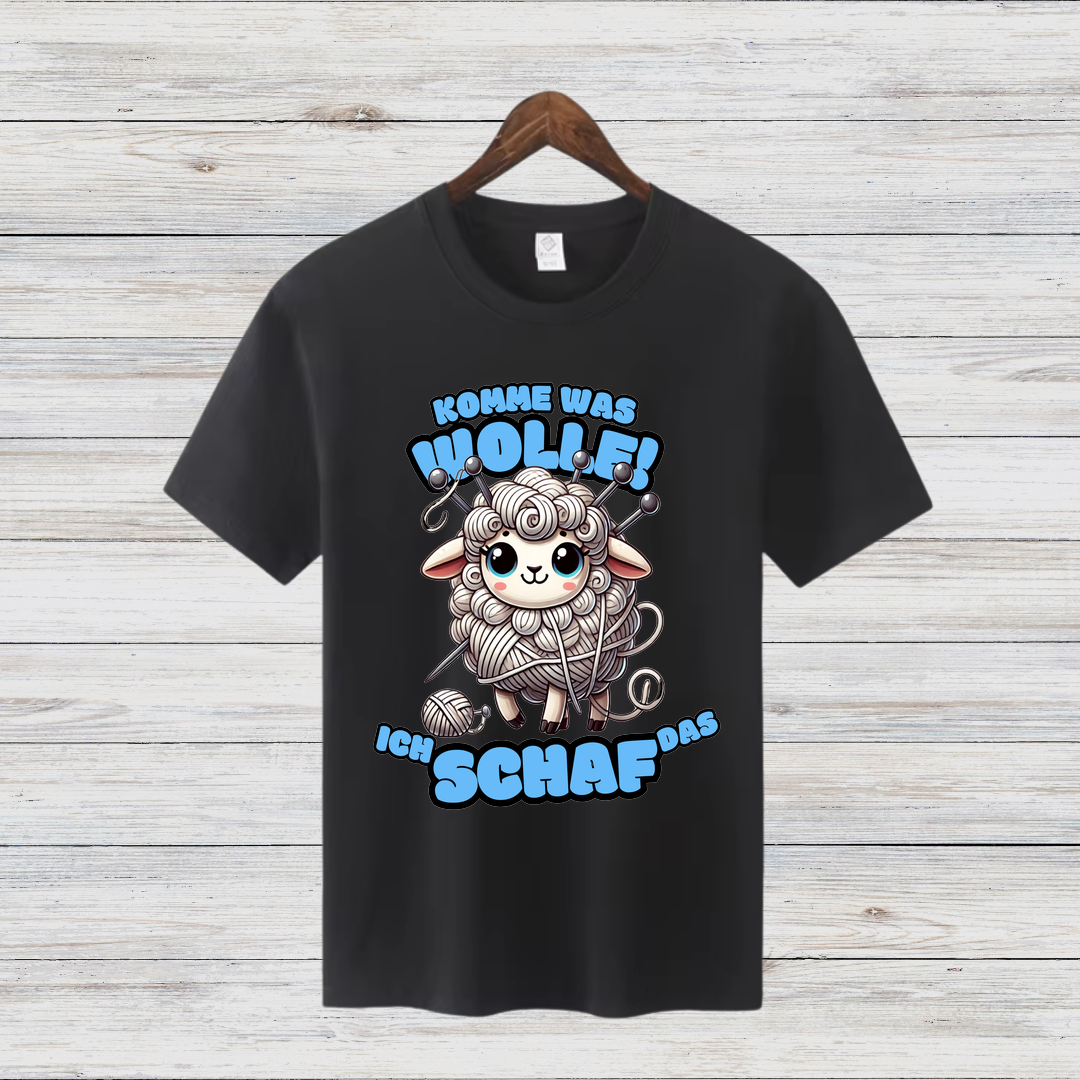 Komme was Wolle | Lustiges Strickshirt | Humorvolles Design mit Schaf-Motiv | Statement Shirt für Strick-Fans