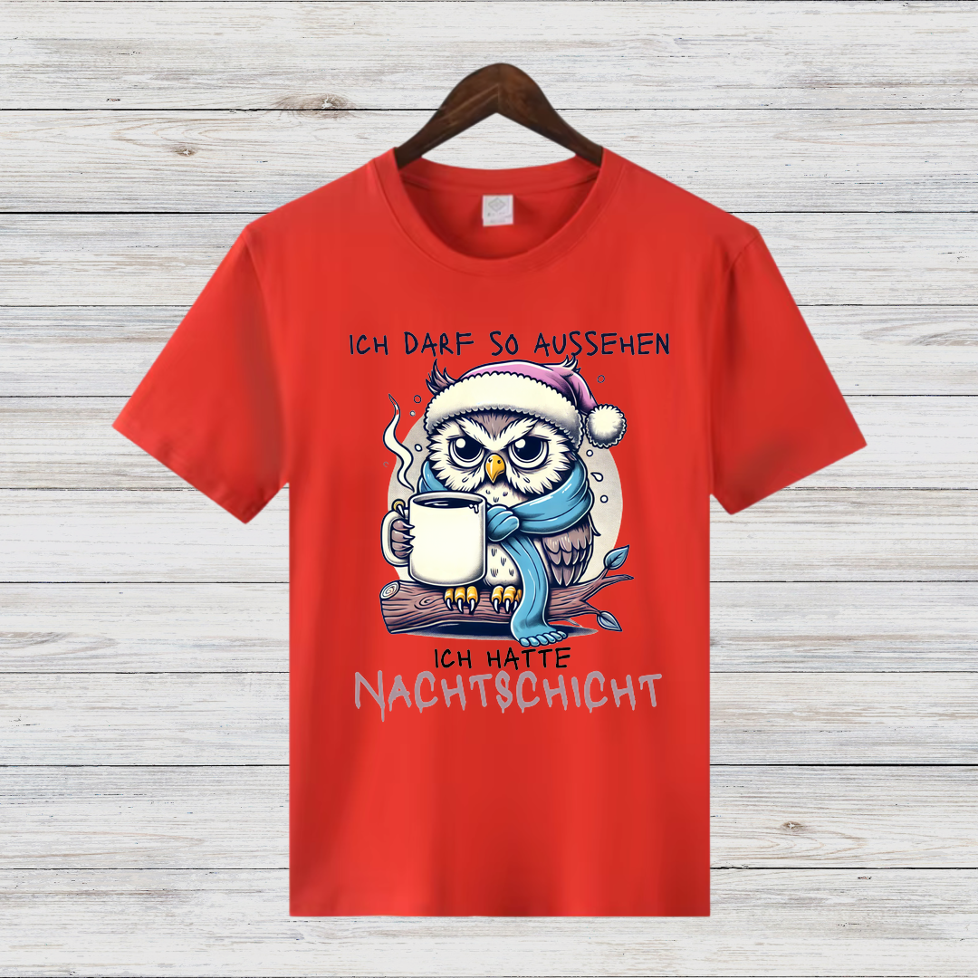Eulen Nachtshirt | Lustiges T-Shirt für Nachtschicht-Liebhaber | Humorvolles Winterdesign | Statement Shirt für kalte Tage