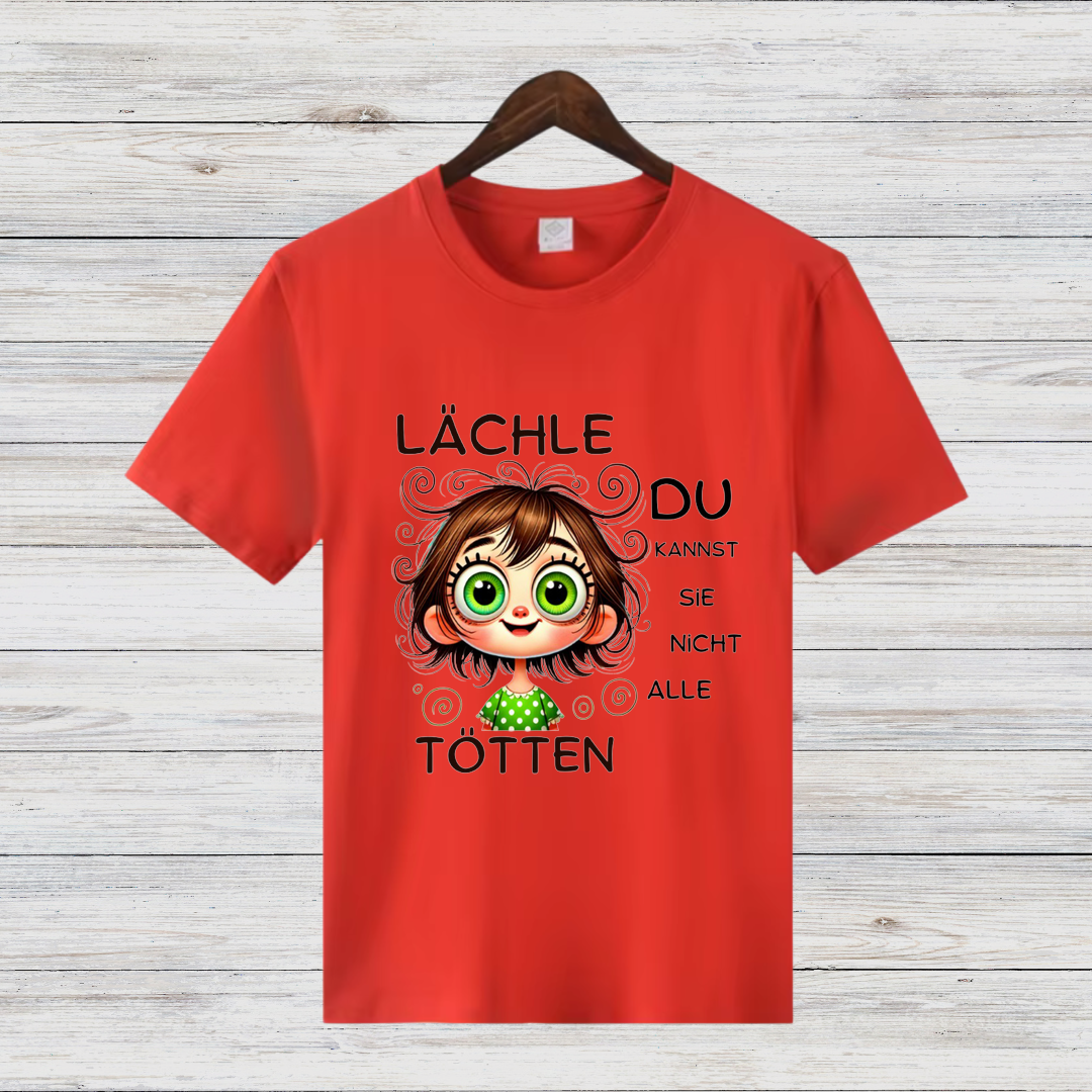 Lächel-Motiv T-Shirt | Humorvolles Statement | Lustige Weihnachten | Shirt für Frauen