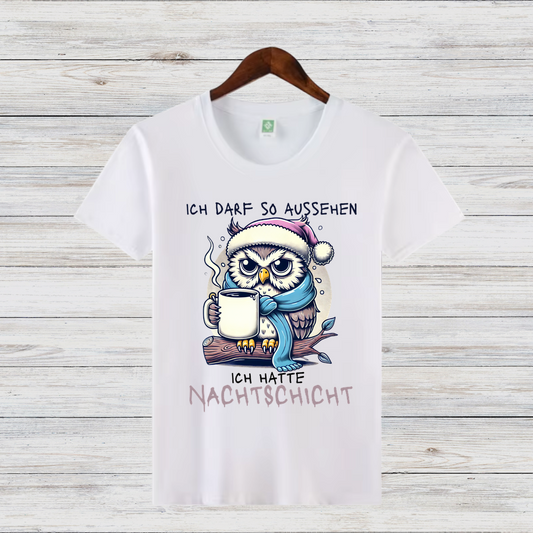 Eulen Nachtshirt | Lustiges T-Shirt für Nachtschicht-Liebhaber | Humorvolles Winterdesign | Statement Shirt für kalte Tage