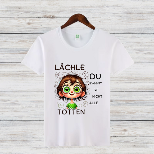 Lächel-Motiv T-Shirt | Humorvolles Statement | Lustige Weihnachten | Shirt für Frauen