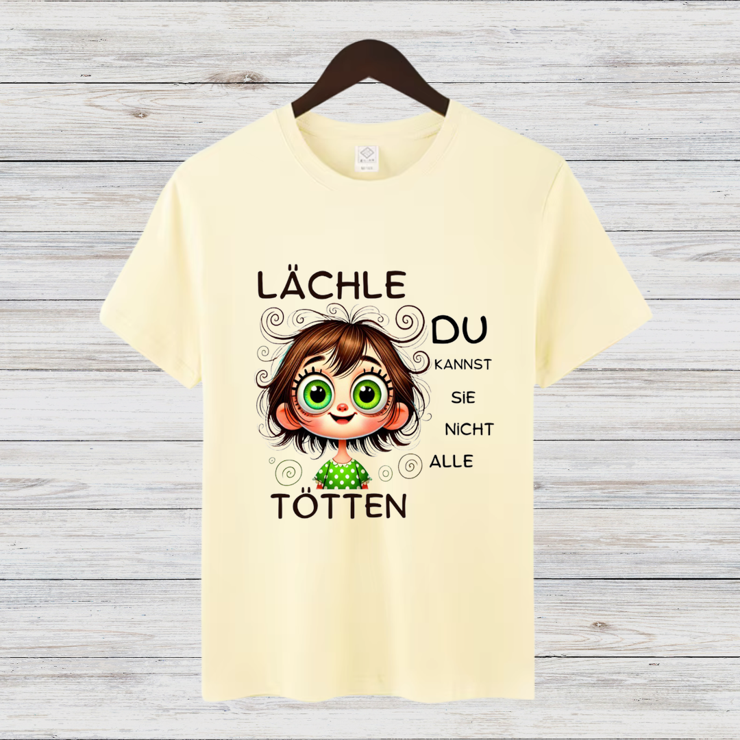 Lächel-Motiv T-Shirt | Humorvolles Statement | Lustige Weihnachten | Shirt für Frauen